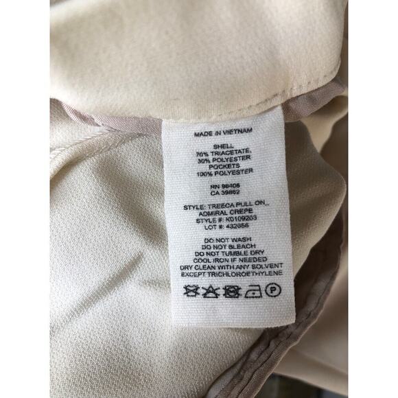 Theory Treeca Pants Crepe Pull On Mid Rise Straight Leg Ankle Trousers Rice 12 - Picture 8 of 9